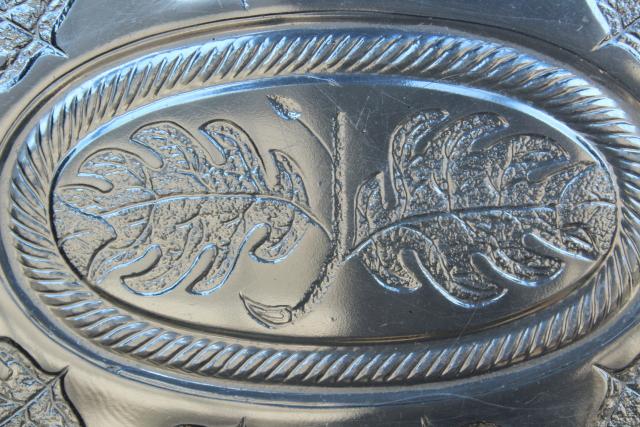 photo of antique EAPG pressed pattern glass jelly dish, oval cover bowl w/ oak leaf leaves #6