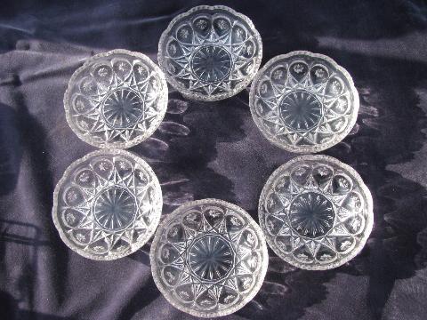 photo of antique EAPG vintage pressed glass ice cream or fruit bowls, jewel & star pattern #1