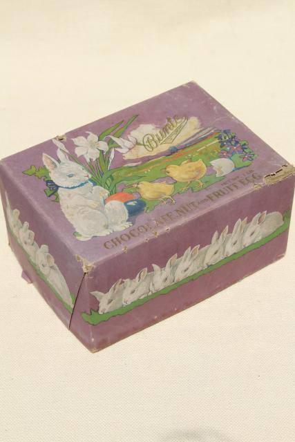 photo of antique Easter egg candy container, early 1900s vintage chocolate box holiday graphics #1