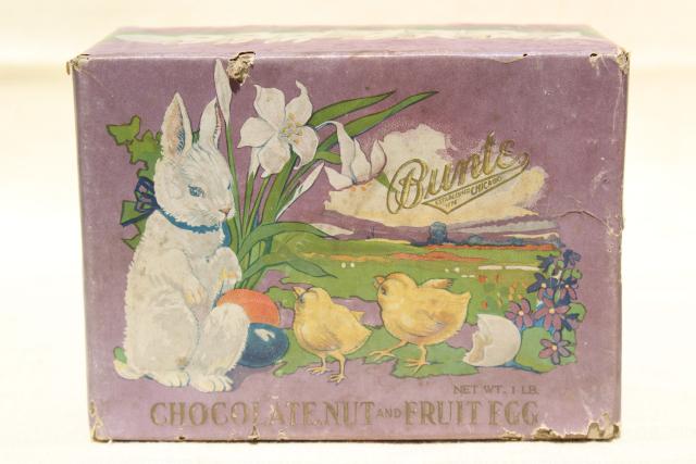 photo of antique Easter egg candy container, early 1900s vintage chocolate box holiday graphics #7