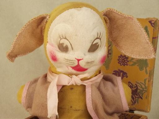 photo of antique Easter toy, vintage jack in the box w/ Easter bunny rabbit doll  #2