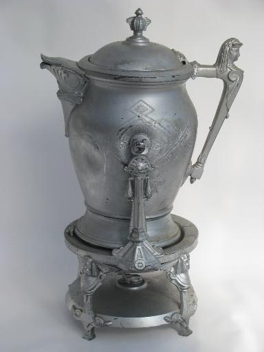 photo of antique Egyptian Revival silver hotel tilting pitcher French Republic vintage #7