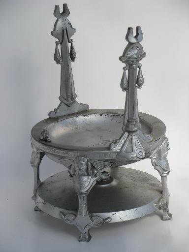 photo of antique Egyptian Revival silver hotel tilting pitcher French Republic vintage #9