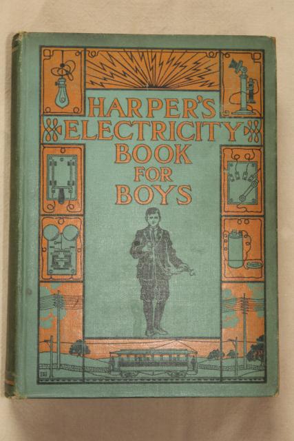 photo of antique Electricity Book for Boys handy electrical experiments projects steampunk inventor #1