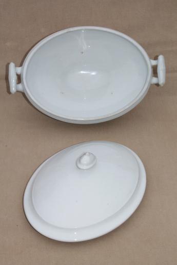 photo of antique English Royal Arms white ironstone china serving dish / tureen, oval bowl w/ lid #4