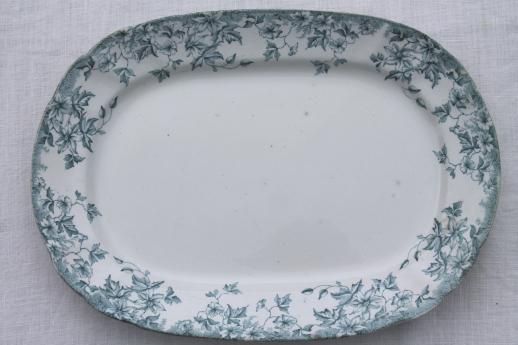 photo of antique English Staffordshire transferware china platter or tray, circa 1900 #1