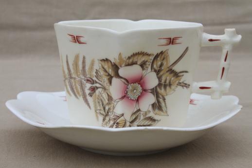 photo of antique English chinoiserie china mustache cup, Bridgwoods England early 1900s vintage #1