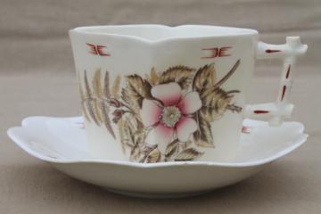 catalog photo of antique English chinoiserie china mustache cup, Bridgwoods England early 1900s vintage