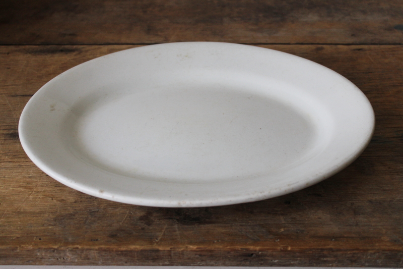 photo of antique English ironstone Pankhurst Stone China plain heavy white platter, vintage farmhouse decor  #1