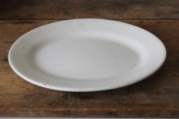 catalog photo of antique English ironstone Pankhurst Stone China plain heavy white platter, vintage farmhouse decor 