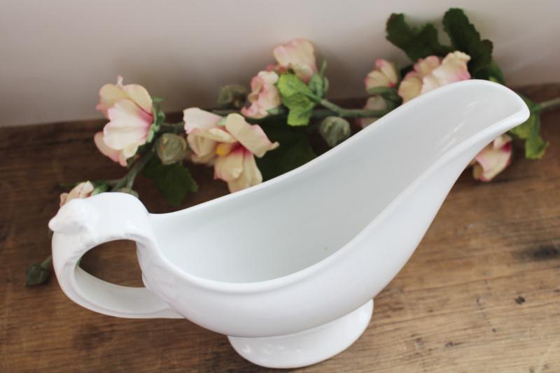 photo of antique English ironstone china, big gravy boat pitcher w/ lion's head handle #4