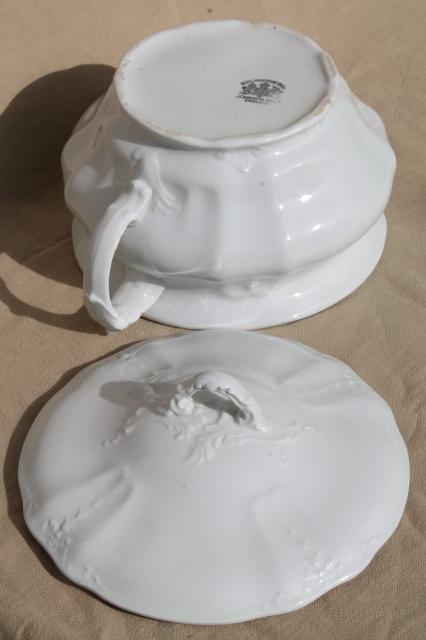 photo of antique English ironstone china chamber pot & cover in mint condition, snowy white #2