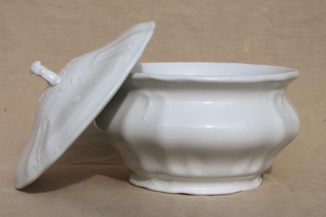 photo of antique English ironstone china chamber pot & cover in mint condition, snowy white #5