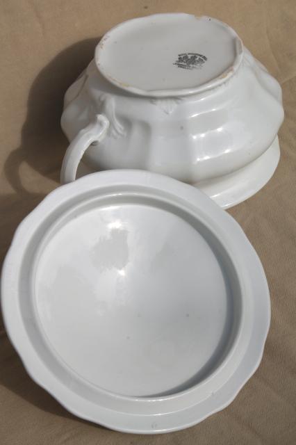 photo of antique English ironstone china chamber pot & cover in mint condition, snowy white #7