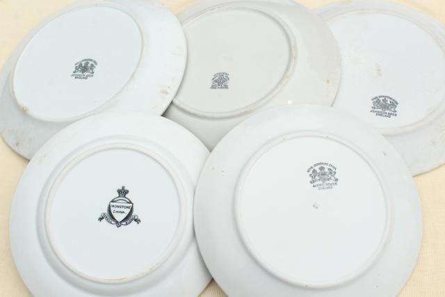 photo of antique English ironstone china plates, plain simple rustic vintage white tableware #1