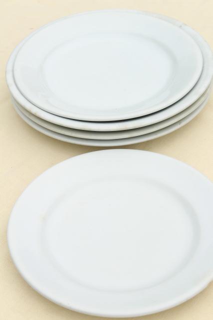 photo of antique English ironstone china plates, plain simple rustic vintage white tableware #4