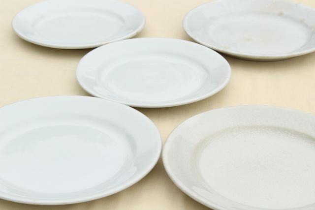 photo of antique English ironstone china plates, plain simple rustic vintage white tableware #5