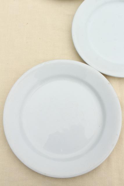 photo of antique English ironstone china plates, plain simple rustic vintage white tableware #6