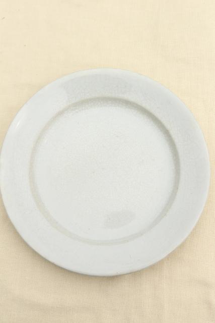 photo of antique English ironstone china plates, plain simple rustic vintage white tableware #8