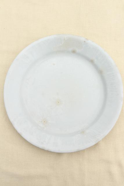 photo of antique English ironstone china plates, plain simple rustic vintage white tableware #9