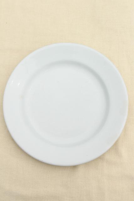 photo of antique English ironstone china plates, plain simple rustic vintage white tableware #10