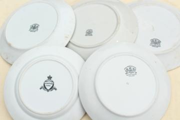 catalog photo of antique English ironstone china plates, plain simple rustic vintage white tableware