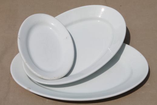 photo of antique English ironstone china platter collection, large & small oval platters #1