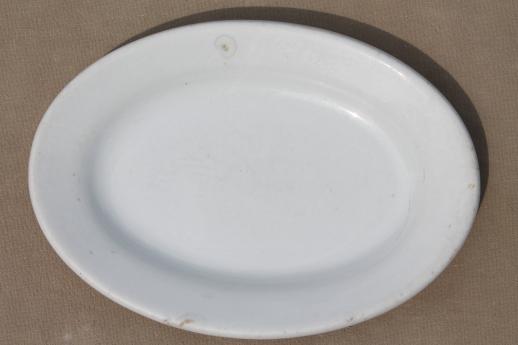 photo of antique English ironstone china platter collection, large & small oval platters #8