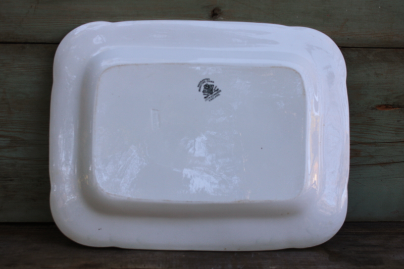 photo of antique English ironstone china platter, huge roast meat dish or serving tray, chunky white ironstone #2
