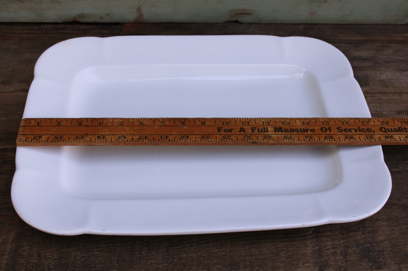 photo of antique English ironstone china platter, huge roast meat dish or serving tray, chunky white ironstone #4