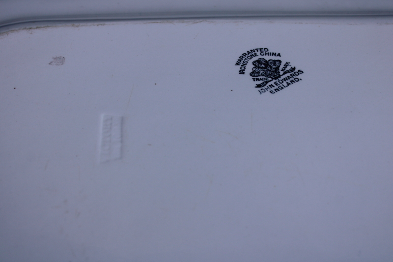 photo of antique English ironstone china platter, huge roast meat dish or serving tray, chunky white ironstone #9