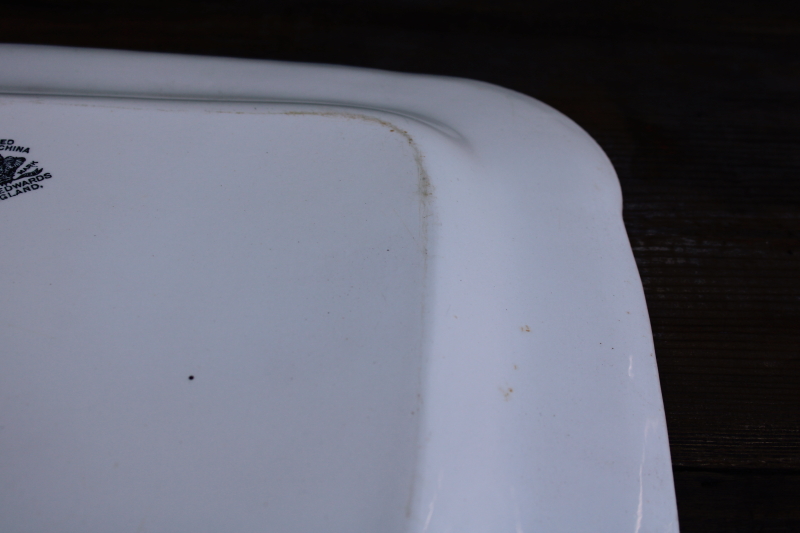 photo of antique English ironstone china platter, huge roast meat dish or serving tray, chunky white ironstone #10
