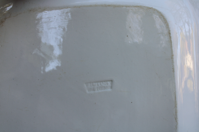 photo of antique English ironstone china platter, huge roast meat dish or serving tray, chunky white ironstone #11