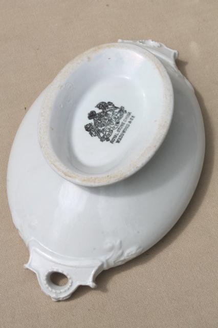 photo of antique English ironstone, pure white china tureens oval bowl serving dishes #4