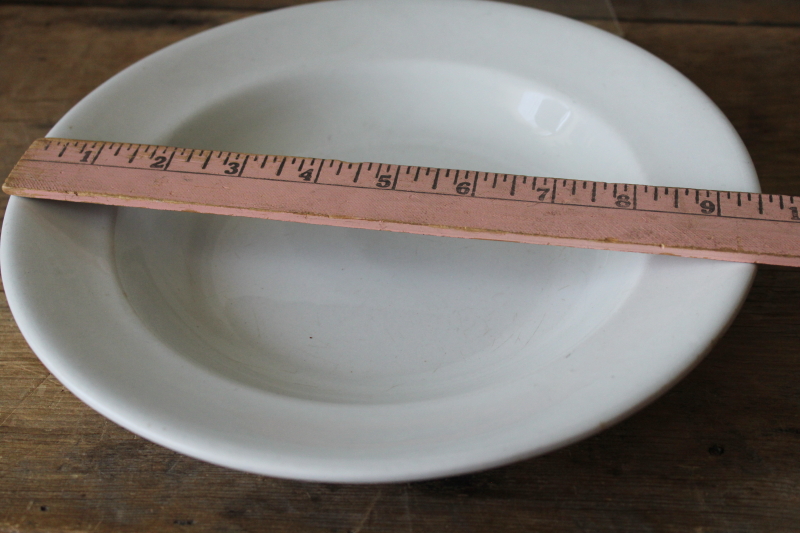 photo of antique English ironstone soup plates, wide shallow bowls plain heavy white Stone China vintage farmhouse style #2