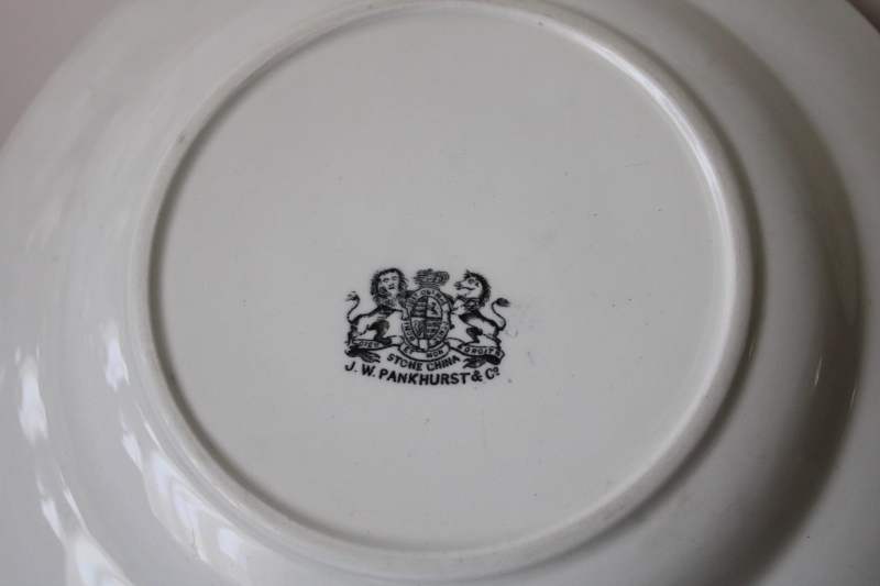 photo of antique English ironstone soup plates, wide shallow bowls plain heavy white Stone China vintage farmhouse style #4