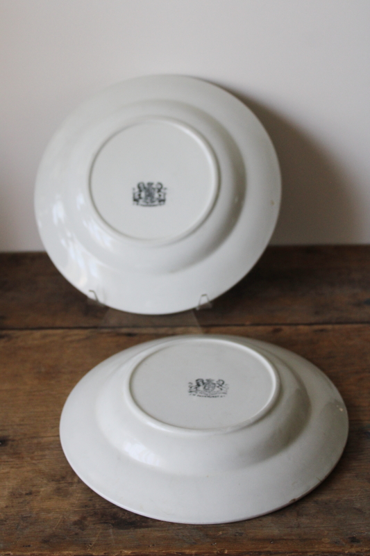 photo of antique English ironstone soup plates, wide shallow bowls plain heavy white Stone China vintage farmhouse style #5