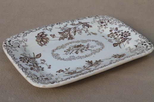 photo of antique English transferware china wash set accessory tray, toothbrush vase, soap dish #9