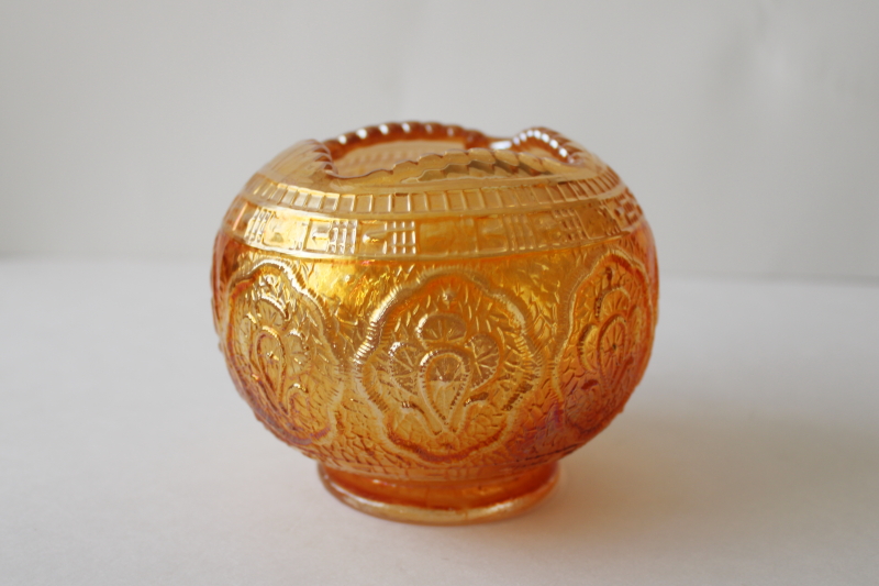 photo of antique Fenton Persian Medallion marigold carnival glass ball shape bowl, vase or hair receiver  #1