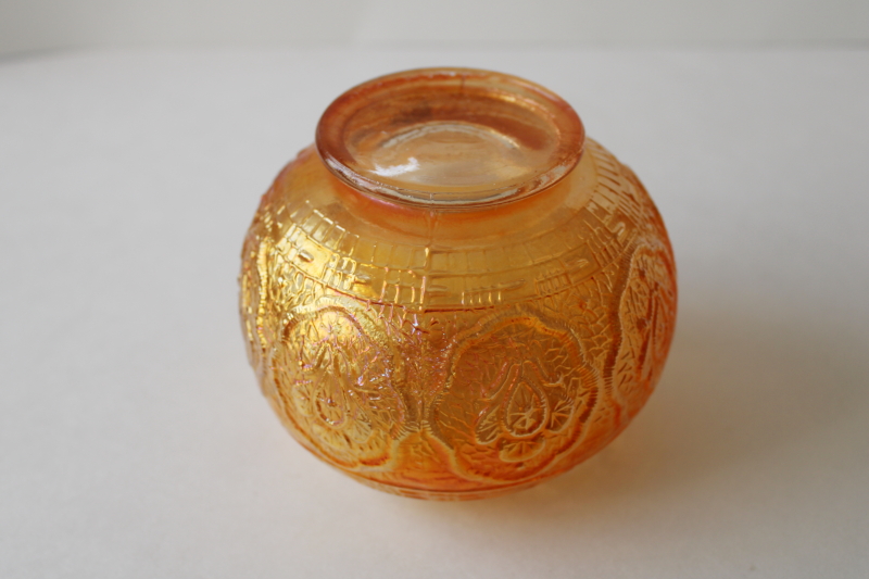 photo of antique Fenton Persian Medallion marigold carnival glass ball shape bowl, vase or hair receiver  #3