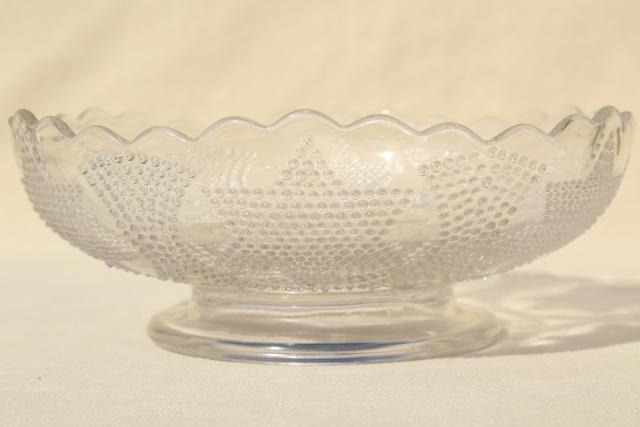 photo of antique Fenton glass bowl, Beaded Stars & Swag EAPG clear pressed glass, star pattern #1