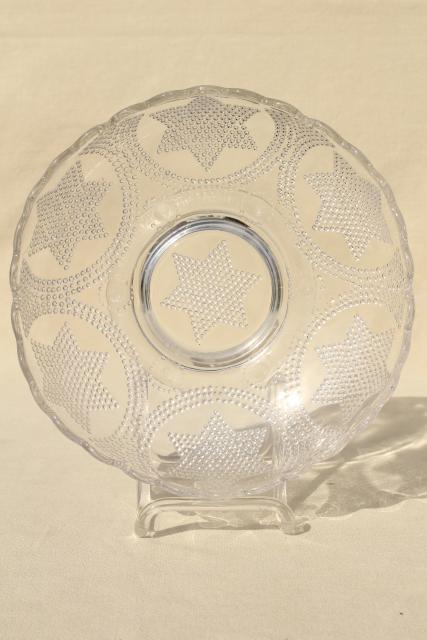 photo of antique Fenton glass bowl, Beaded Stars & Swag EAPG clear pressed glass, star pattern #2