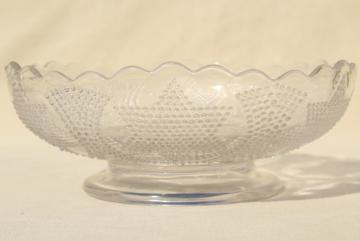 catalog photo of antique Fenton glass bowl, Beaded Stars & Swag EAPG clear pressed glass, star pattern