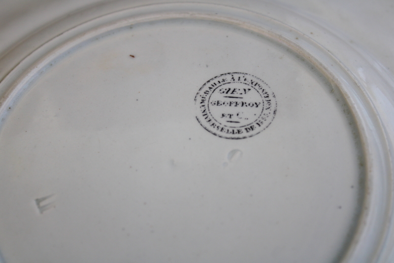 photo of antique French Gien faience pottery plate black transferware 1859 military scene number 1 #6