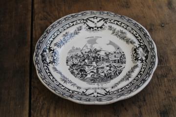 catalog photo of antique French Gien faience pottery plate black transferware 1859 military scene number 4