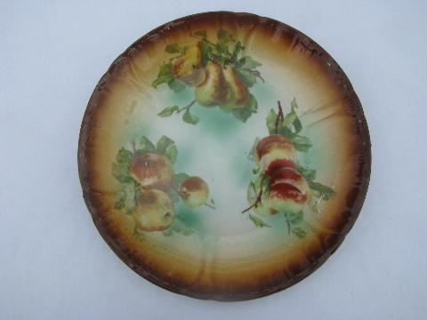 photo of antique French china dessert or bread & butter plates w/ autumn fruit, France marks #2