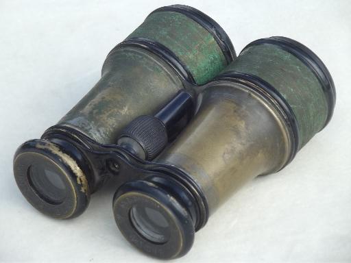 photo of antique French field glasses, Marchand Paris binoculars steampunk vintage #2