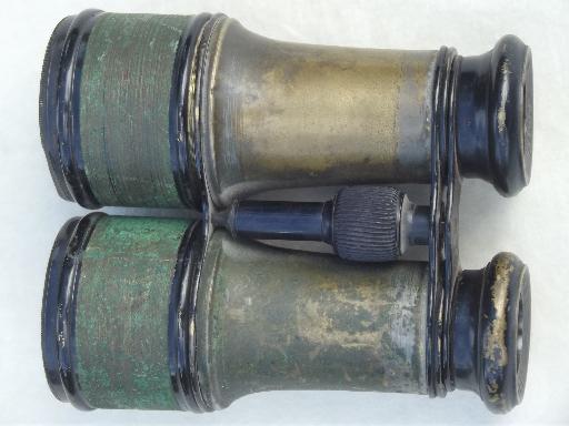 photo of antique French field glasses, Marchand Paris binoculars steampunk vintage #4