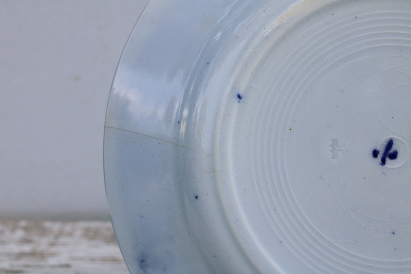 photo of antique French flow blue china plates, Luneville France pottery turn of the century vintage  #5