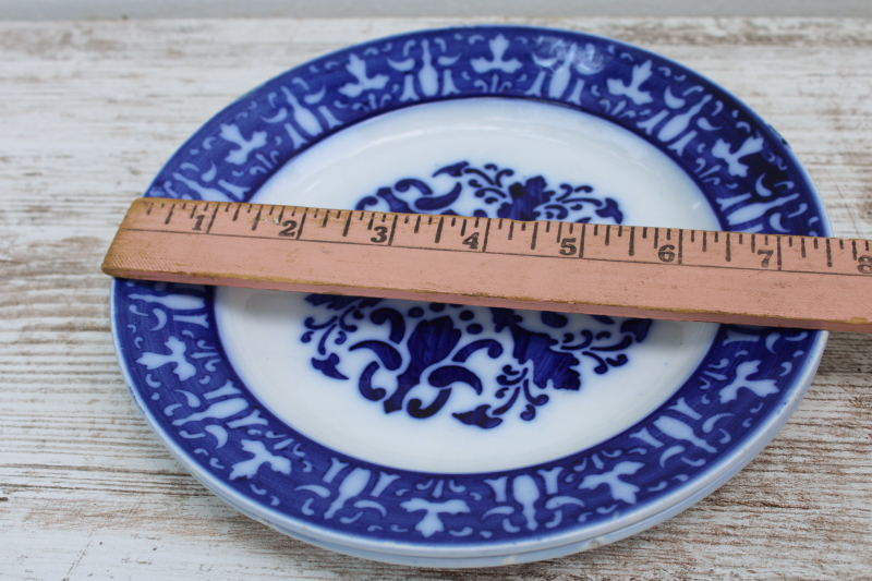 photo of antique French flow blue china plates, Luneville France pottery turn of the century vintage  #8